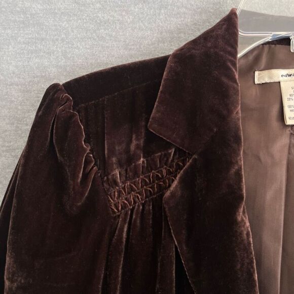 Edward Brown Velvet Jacket Women's XL Shirred Whimsigoth Victorian Puff Sleeve - Picture 5 of 11